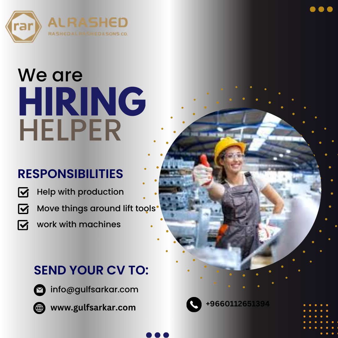 Factory Helper Job in Saudi Arabia 2025 For Female