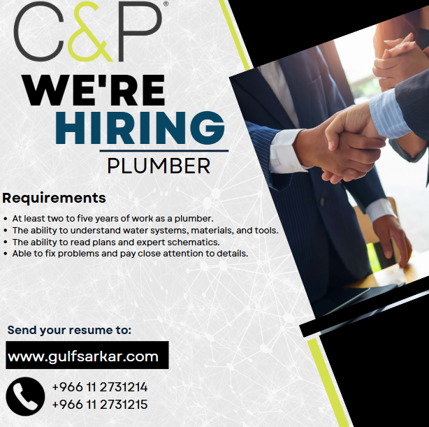Plumber Job In Madinah Saudi Arabia