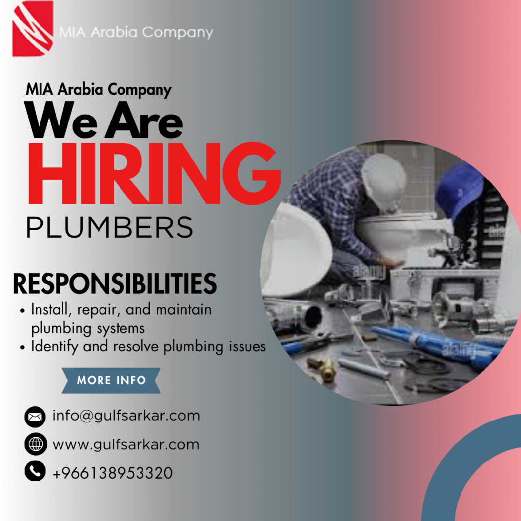 Plumber Job in Saudi Arabia Jeddah